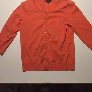 Talbots Pima Cotton 3/4 sleeve cardigan orange S